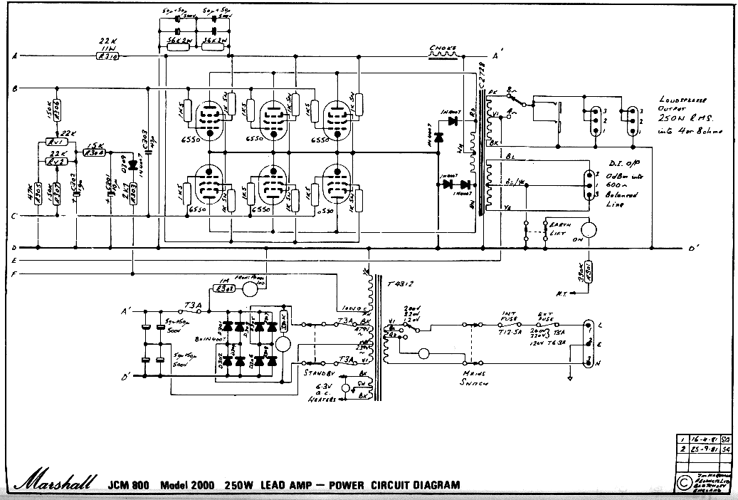 Marshall jcm 2000 dsl 50 schematic drawings